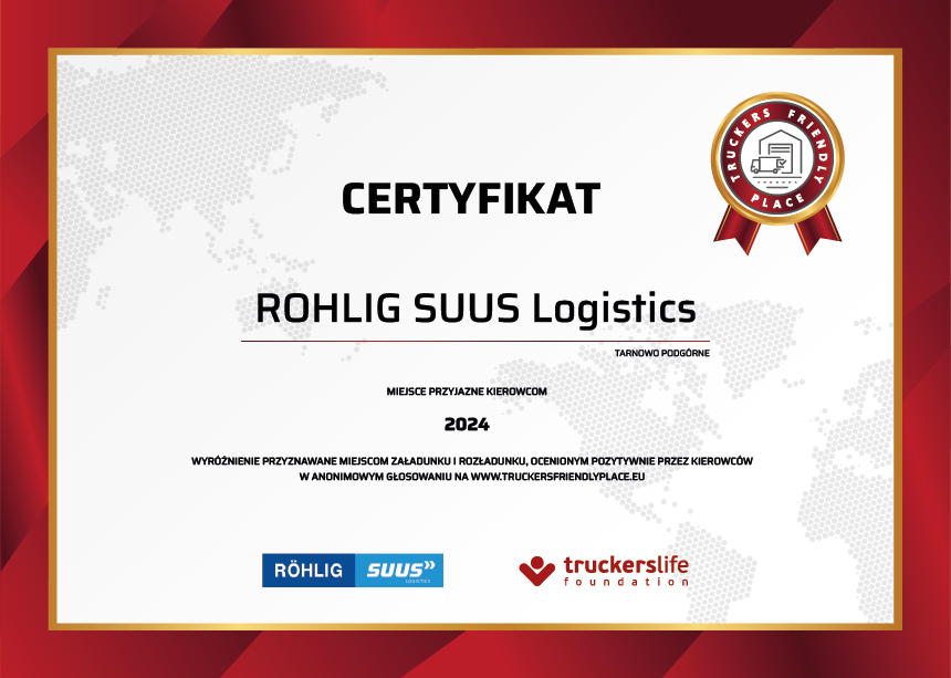 SUUS miejscem przyjaznym dla kierowców. Pierwszy operator z certyfikatem Truckers Friendly Place