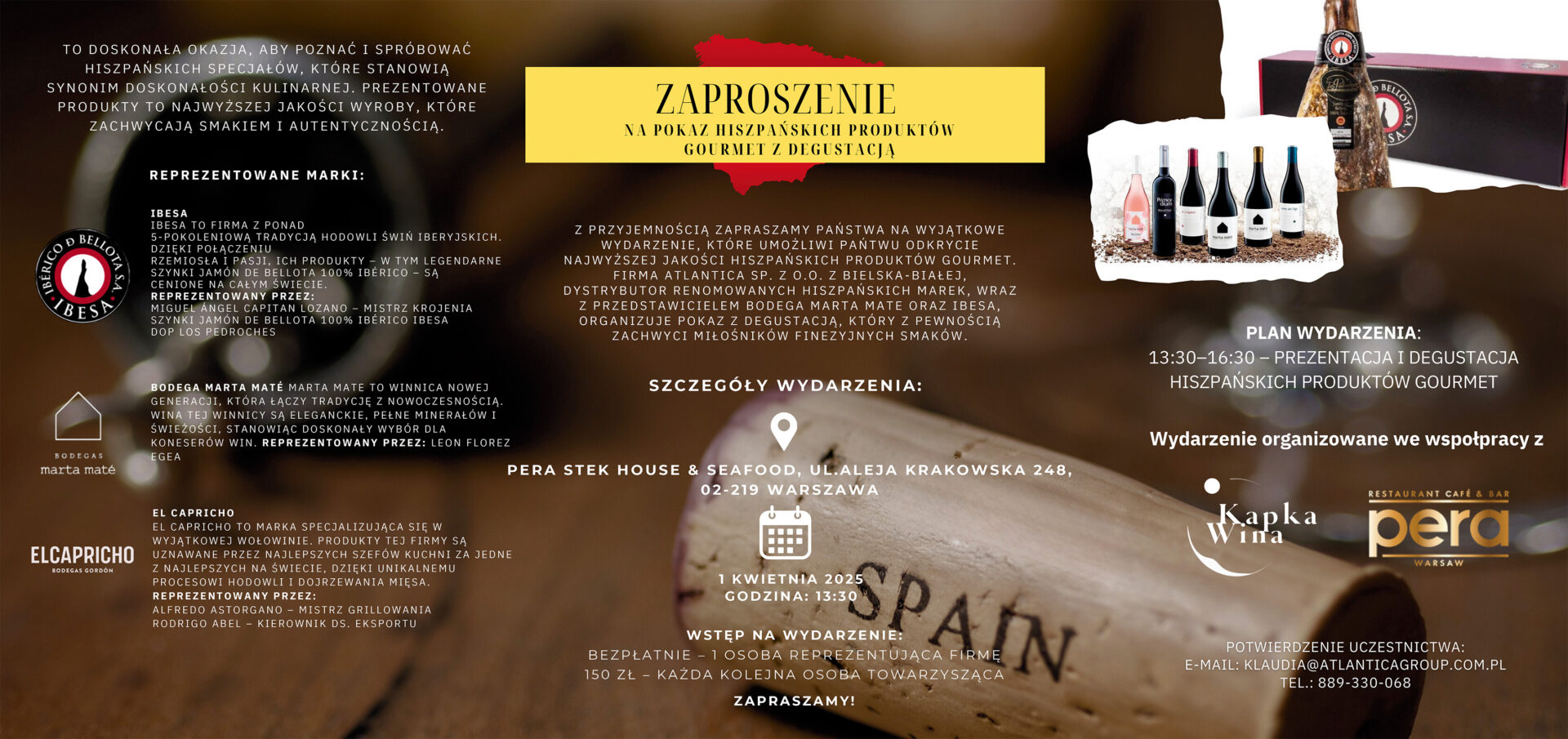 Zaproszenie na degustacje hiszpańskich produktów gourmet: Warszawa / Katowice