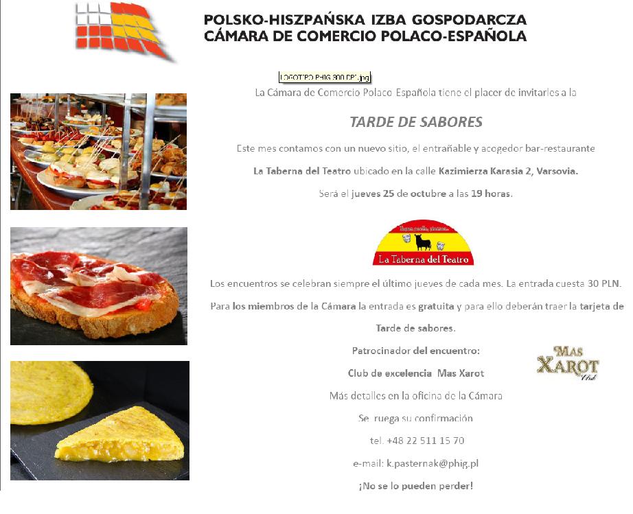 TARDE DE SABORES 25 de octubre